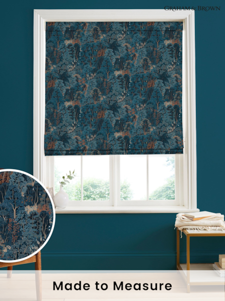 Graham & Brown Navy Blue New Eden Made to Measure 100% Cotton Roman Blind (AN7254) | £99
