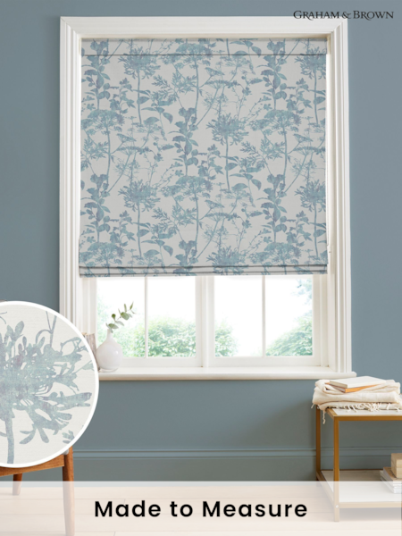 Graham & Brown Breathe Blue Esther Made to Measure 100% Cotton Roman Blind (AN7255) | £99