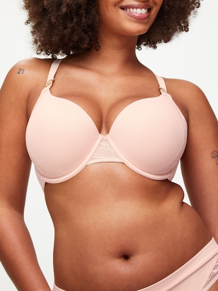 KBX Pink Light Pink Charlotte Brushed Underwired Padded T-Shirt Plunge Bra (AN7263) | £22