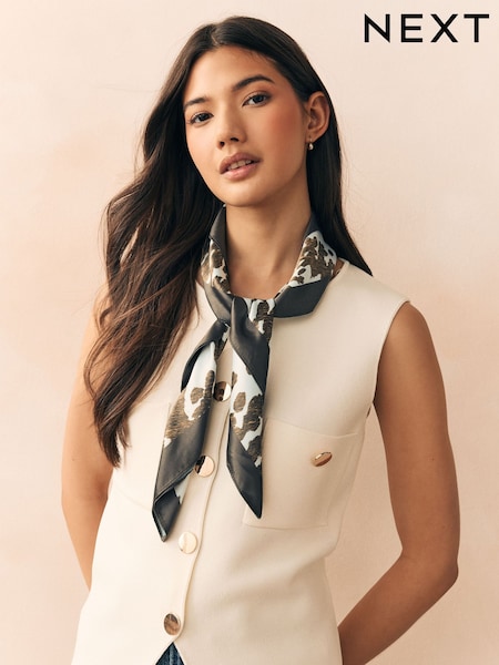 Cow Print Satin Square Scarf (AN7324) | £11