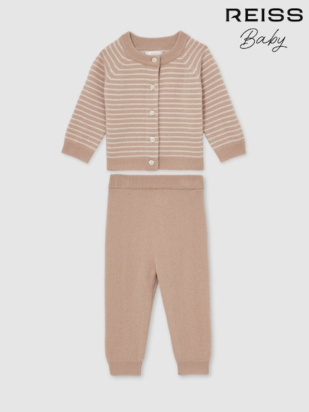 Reiss Neutral Elshe 100% Cashmere Cardigan And Leggings Set (AN7363) | £90