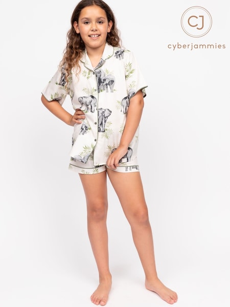 Cyberjammies Cream Minijammies Printed Shorts Set (AN7397) | £22