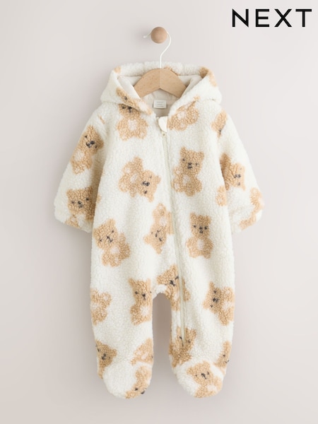 Natural Baby Bear All Over Print Borg Pramsuit (0-18mths) (AN7417) | £0