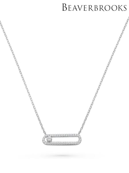 Beaverbrooks Sterling Silver Cubic Zirconia Glide Necklace (AN7425) | £95