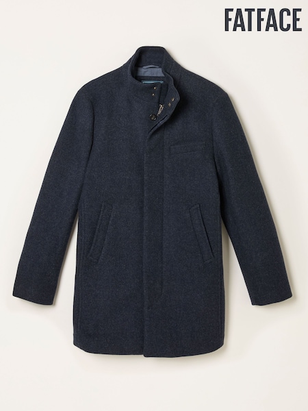 FatFace Pendeen Navy Wool Mix Overcoat (AN7454) | £179