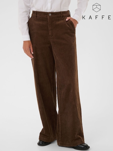 Brown - Kaffe Wide Leg Longline Trousers