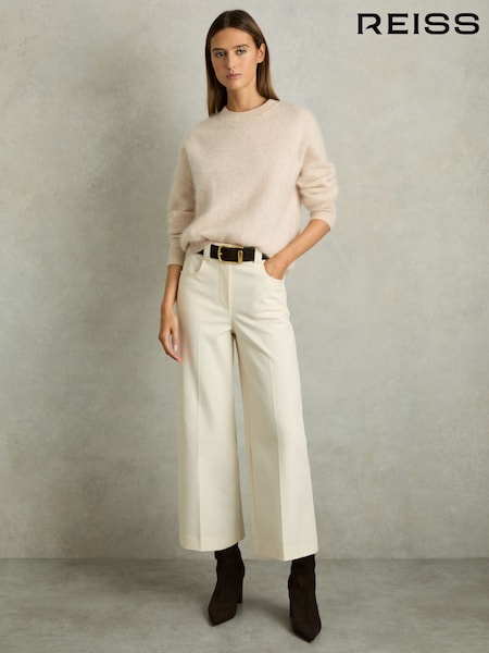 Reiss Cream Myrtle Twill Culotte Trousers (AN7520) | £138