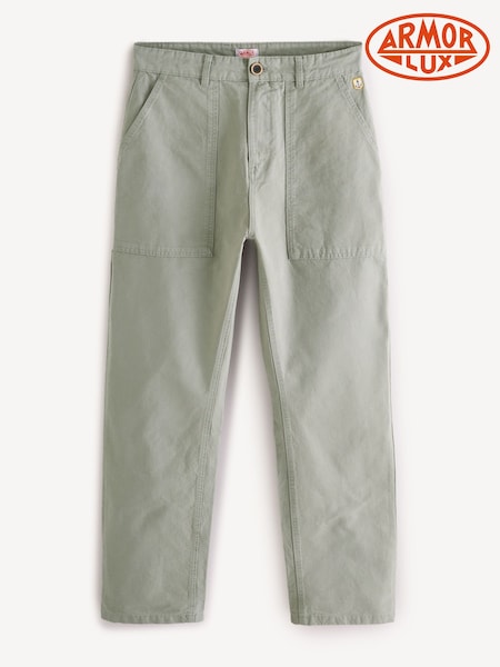 Armor Lux Green Straight Leg Fatigue 100% Cotton Trousers (AN7599) | £110