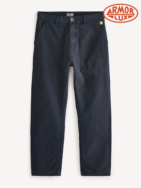 Armor Lux Blue Straight Leg Fatigue Trousers (AN7608) | £110