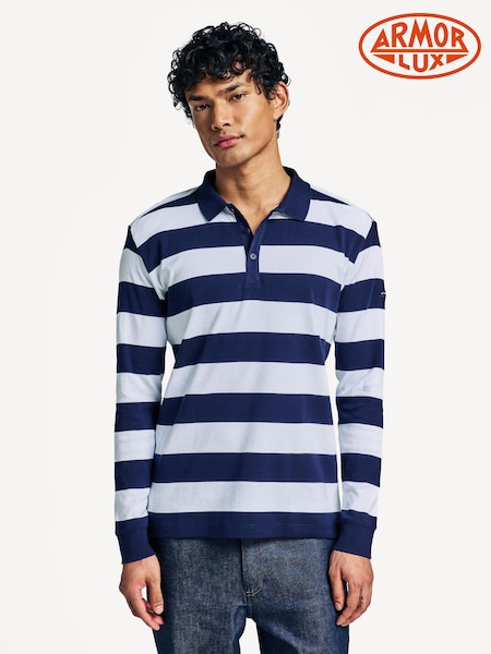 Armor Lux Green Pleuven Block Stripe Rugby Shirt (AN7614) | £90