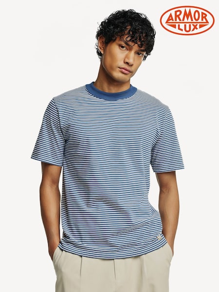 Armor Lux Pink Heritage Breton Stripe T-Shirt (AN7616) | £60