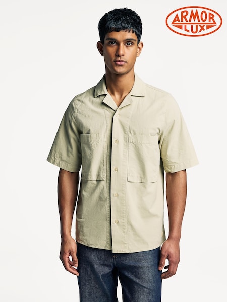 Armor Lux Natural Twin Pocket Camp Collar Short Sleeve Shirt (AN7620) | £110