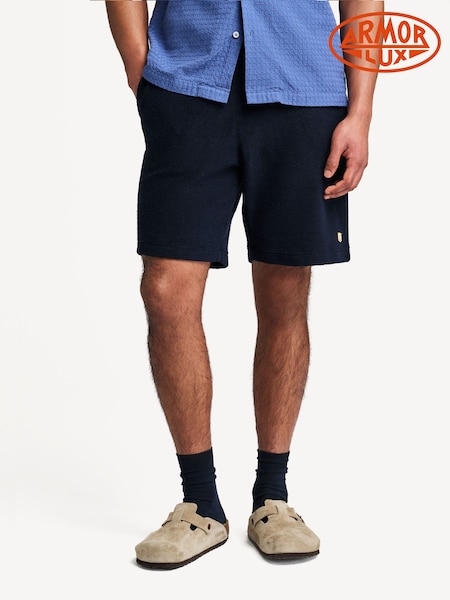 Armor Lux Blue Heritage Towelling Drawstring Sweat Shorts (AN7630) | £80