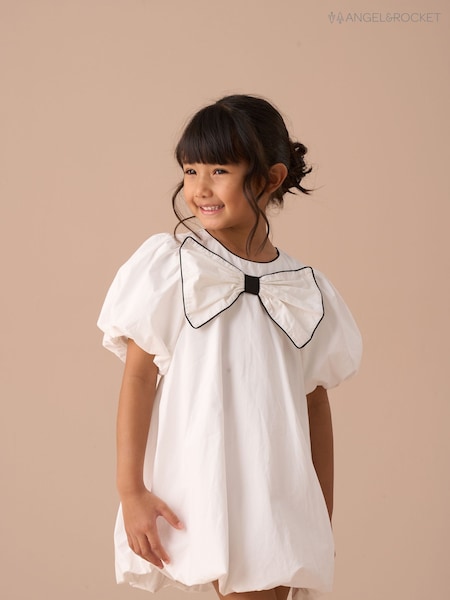 Angel & Rocket Nadia White Bubble Hem Bow Dress (AN7669) | £38 - £42