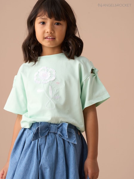 Angel & Rocket Green Leena Mint Tie Sleeve 100% Cotton Top (AN7715) | £14 - £18