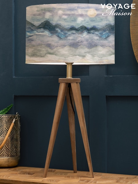 Voyage Maison Brown Aratus Wood Table Lamp with Arizona Abstract Shade (AN7788) | £114