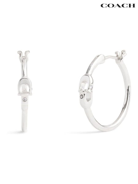 COACH Silver Tone Signature Hoop Earrings (AN7864) | £40