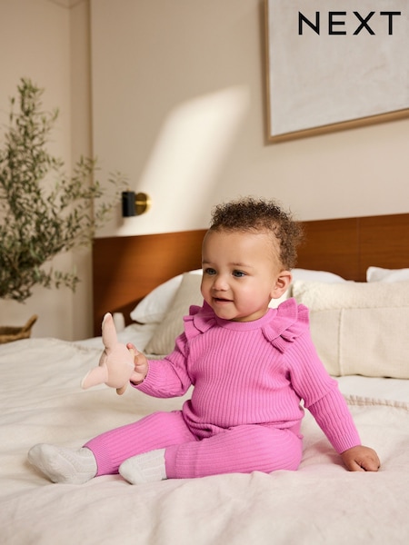 Bright Pink Baby Knitted Jumper and Legging 2 Piece Set (0mths-3yrs) (AN7960) | £16 - £18