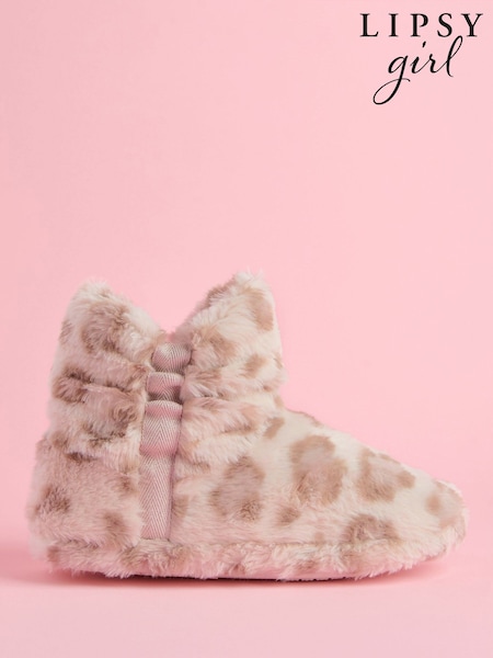 Lipsy Natural Cosy Faux Fur Ruched Bootie Nightwear Slippers (AN8083) | £16 - £20