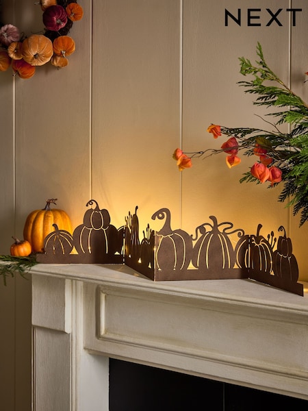 Rust Brown Light Up Pumpkin Patch Fold Out Garland (AN8088) | £16