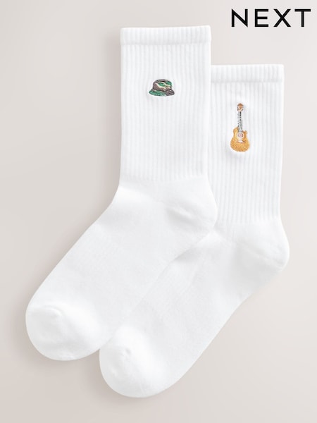 Music Icons Cushion Sole Ribbed Sports Arch Support Ankle Socks 2 Pack (AN8127) | £10