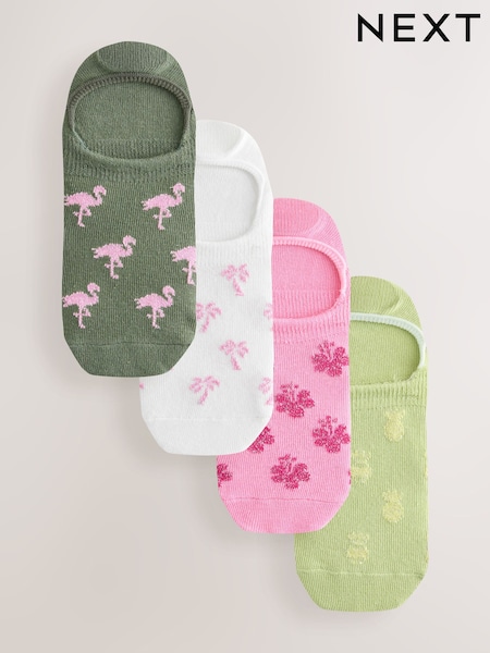 Sparkle Tropical Invisible Socks 4 Pack (AN8163) | £10