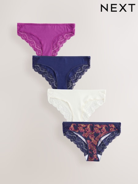 Navy Bikini Lace Knickers 4 Pack (AN8177) | £16