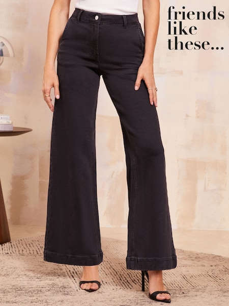 Friends Like These Black Smart Wide Leg Jeans (AN8240) | £40