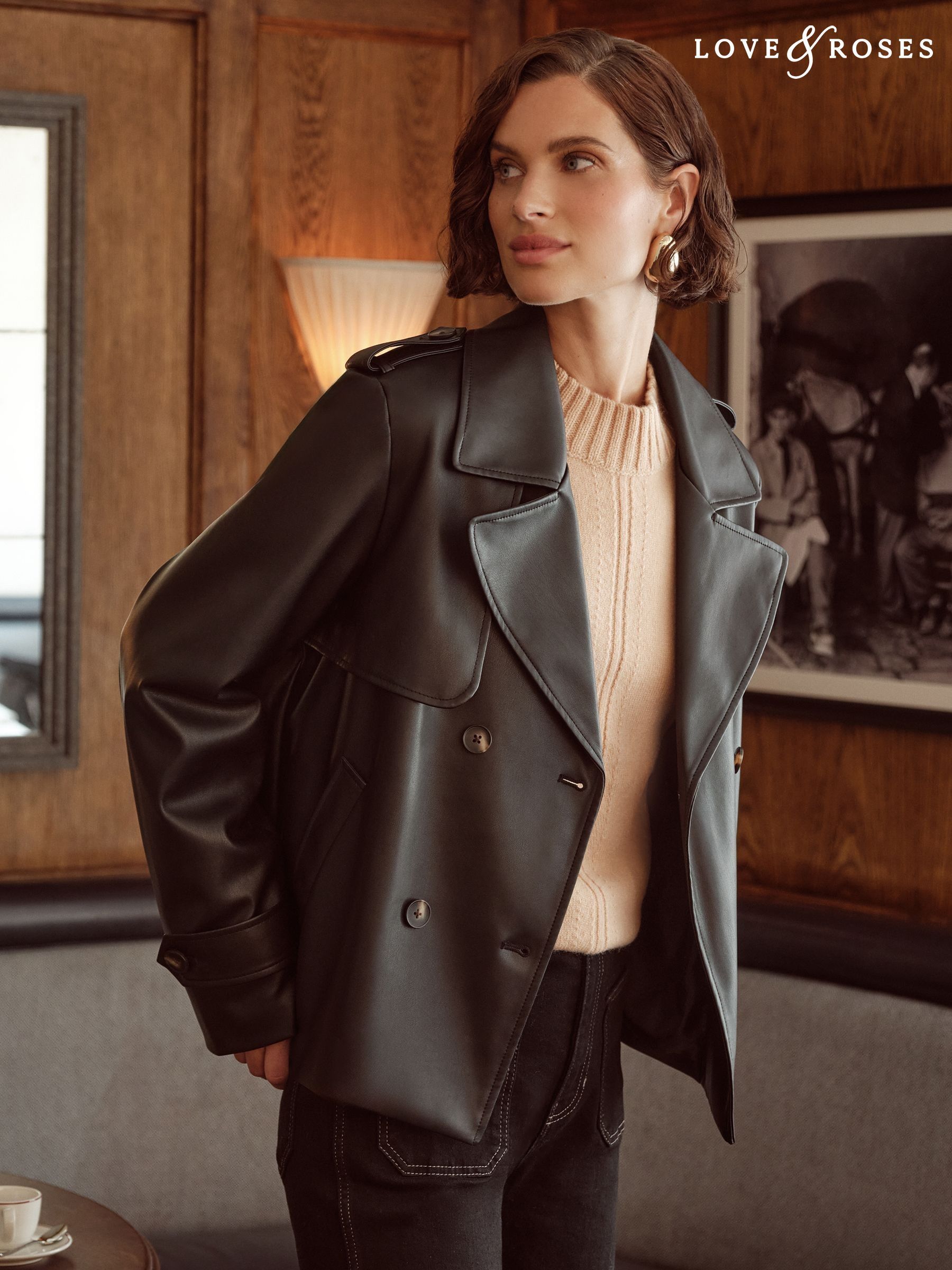 Womens faux leather coat cheap