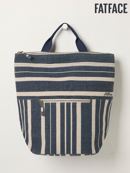 FatFace Navy Striped Woven Rucksack (AN8610) | £39.50
