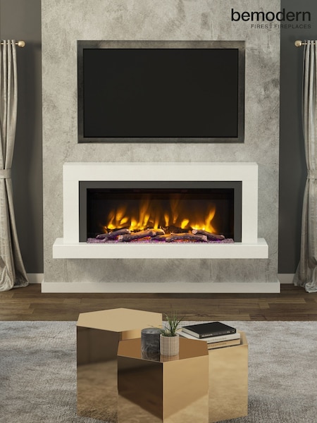 Be Modern White Micro Marble Impero Wall Mounted 57inch Electric Fire (AN8619) | £1,913