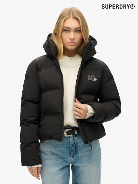 Superdry Black Hooded Boxy Puffer Jacket (AN8694) | £110