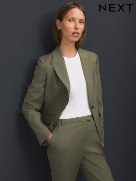 Khaki Green Single Breasted Sculpted Tailored Blazer (AN8706) | £49