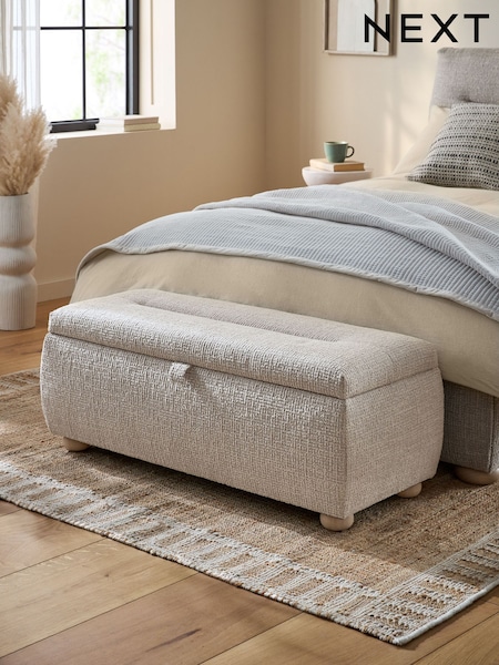 Tweedy Plain Light Natural Blaine Ottoman Storage Bench (AN8822) | £250