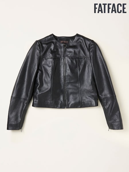FatFace Tessa Black Leather Jacket (AN8882) | £199