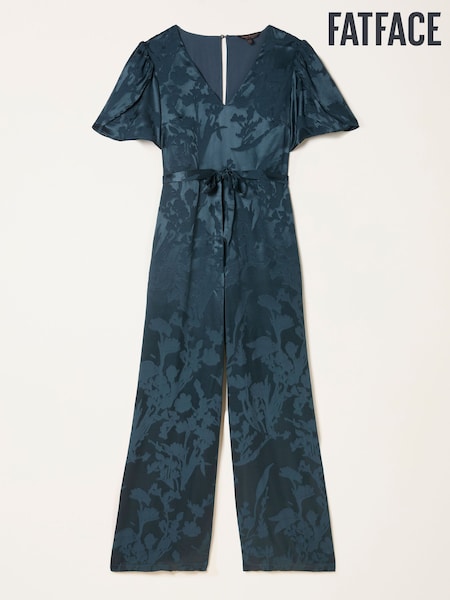 FatFace Azalea Dark Navy Jacquard Jumpsuit (AN8889) | £99