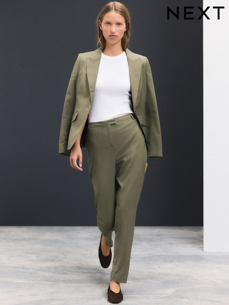 Khaki Green Slim Sculpting Tailored Trousers (AN8924) | £30
