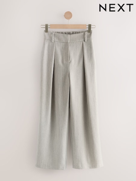 Grey Herringbone Elastic Back Wide Leg Trousers (AN8937) | £40