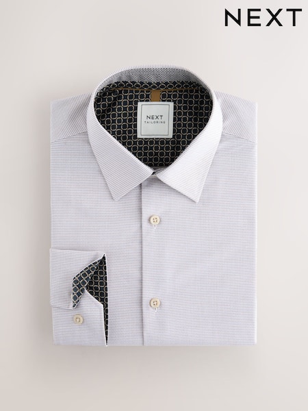 Neutral Brown Texture Slim Fit Trimmed Easy Care Double Cuff Shirt (AN9056) | £32