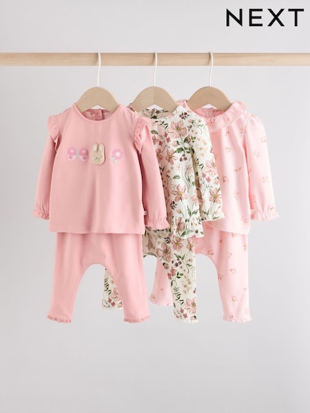 Pink/ Cream/ Bunny Character Long Sleeve Top And Leggings 6 Piece Set (0mths-3yrs) (AN9066) | £30 - £32