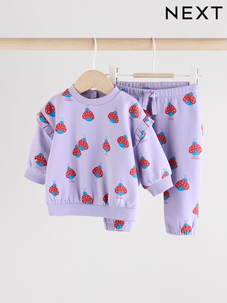 Purple Ladybug Baby Sweater and Joggers Set 2 Piece (0mths-2yrs) (AN9087) | £13 - £15