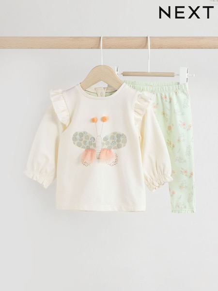 Cream Stripe Bunny Baby Long Sleeve Top and Leggings Set (AN9107) | £12 - £14