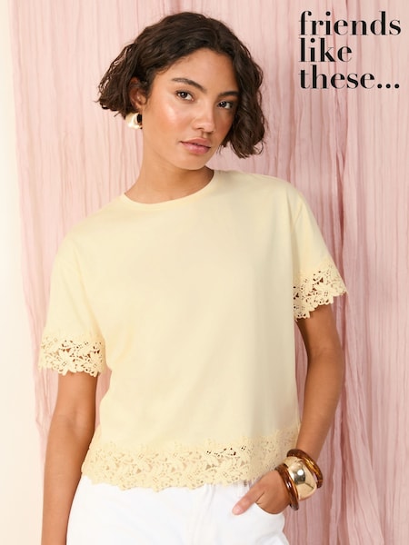 Friends Like These Yellow Lace Trim T-Shirt (AN9167) | £26