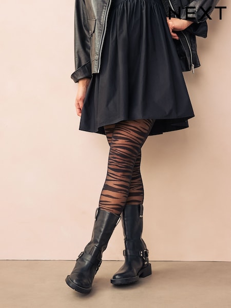 Black Zebra Pattern Tights (AN9286) | £9