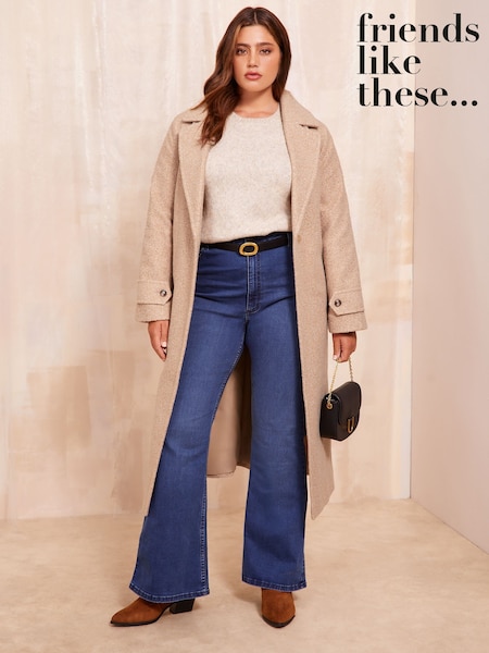 Friends Like These Brown Curve Belted Wrap Coat (AN9338) | £79