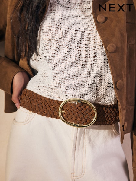 Tan Brown Suede Wide Leather Belt (AN9437) | £36