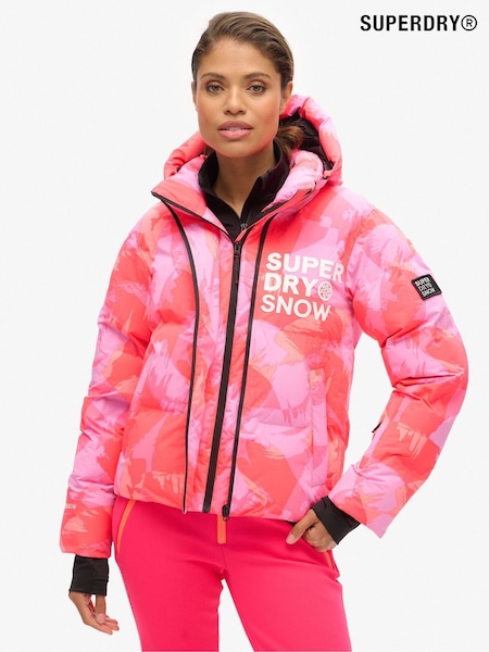 Superdry Pink Hooded Ski Boxy Puffer Jacket (AN9605) | £200