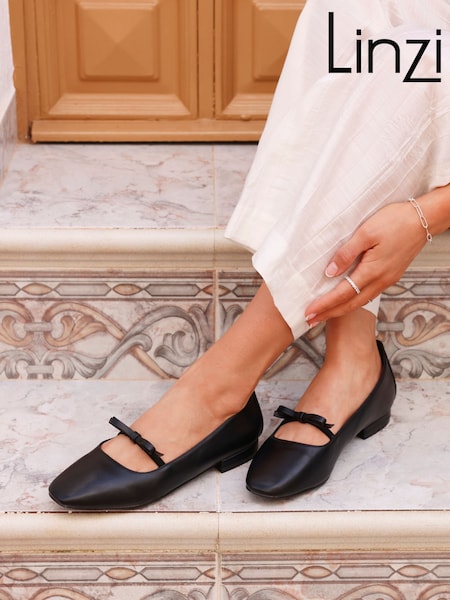 Linzi Black Cressida Ballet Pumps With Bow Detail (AN9637) | £32