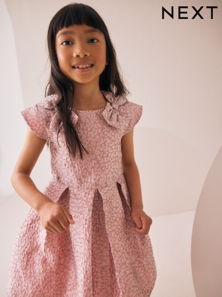Pink Animal Jacquard Prom Dress (3-16yrs) (AN9652) | £26 - £32