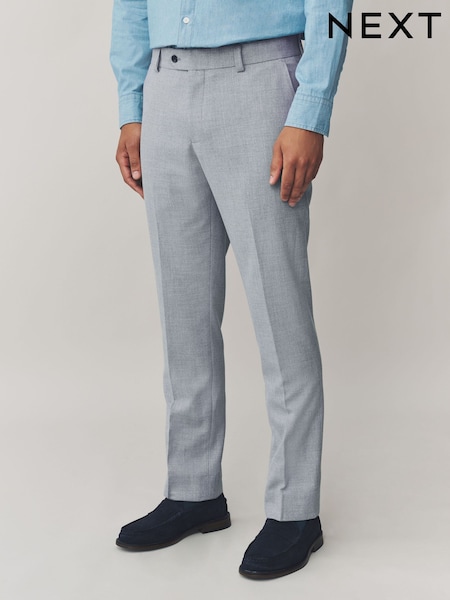 Grey Light Regular Fit Smart Textured Trousers With Stretch Waistband (AN9981) | £35